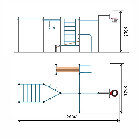 Спортивный комплекс воркаут, баскетбольная стойка, тр.89 фото 2
