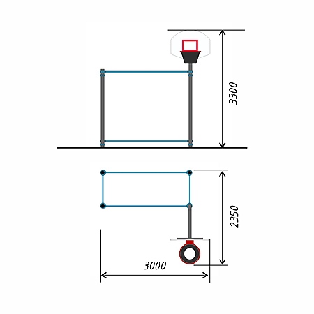Ворота для игры в мяч и баскетбольная стойка тр.89 фото 2