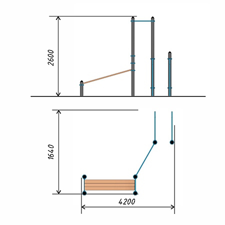 Турник с брусьями и лавкой для пресса  тр.108 фото 2