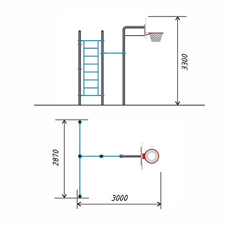 Спортивный комплекс воркаут, баскетбольная стойка, тр.108 фото 2