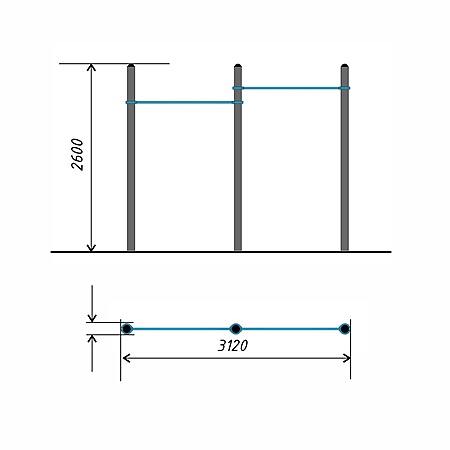 Турник разноуровневый двойной тр.108 фото 3