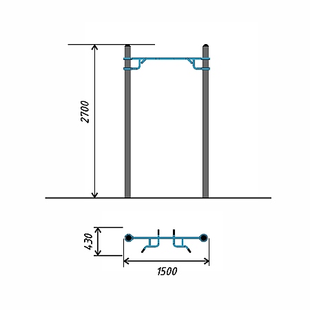 Разнохватовый турник (три хвата)  предназначен для выполнения подтягиваний разными хватами. тр.ду.108 фото 2