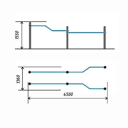 Брусья разноуровневые с возможностью занятий для инвалидов и лиц с ограниченными возможностями тр.ду.108 фото 2