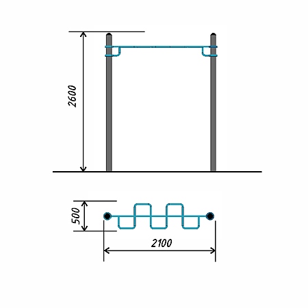 Гимнастический снаряд «П-образный рукоход» тр.ду.108 фото 2