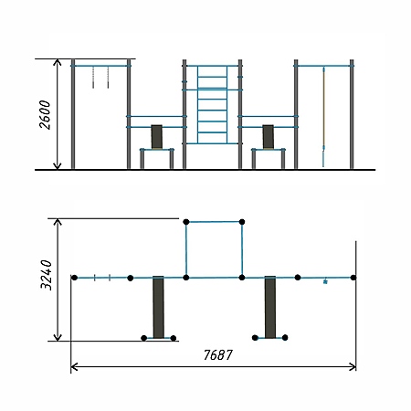 Спортивный комплекс воркаут (хомуты Тр.108мм) фото 2
