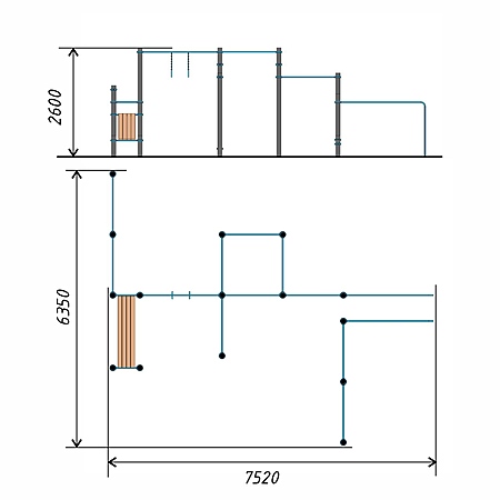 Спортивный комплекс воркаут (хомуты Тр.76мм) фото 2
