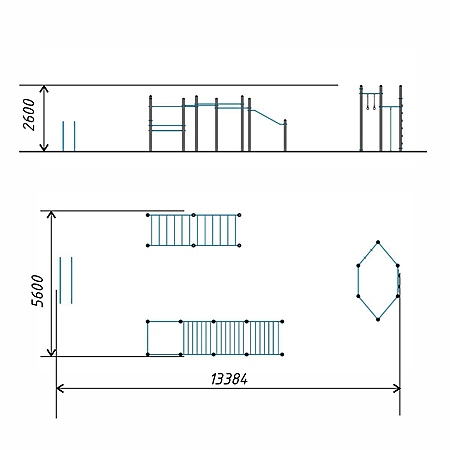 Спортивный комплекс воркаут (хомуты Тр.76мм) фото 2