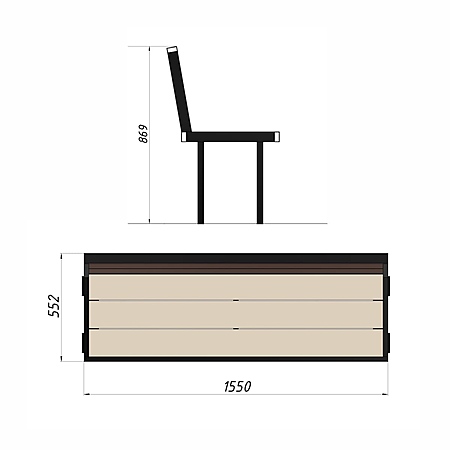 Скамья уличная из ДПК фото 2