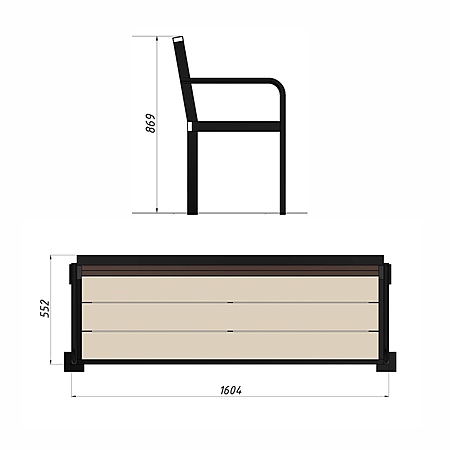 Скамья уличная из ДПК фото 2