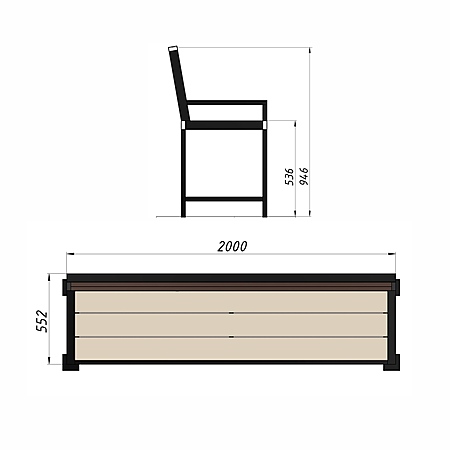 Скамья уличная из ДПК фото 2